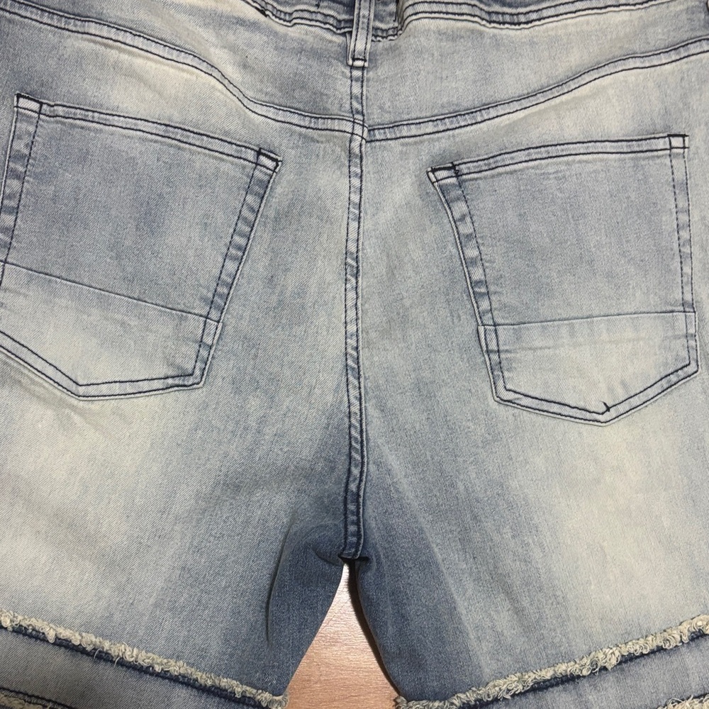 Men’s Fashion Nova Light Blue Distressed Flare Distressed Skinny Jeans, Sz 38 - Picture 6 of 7